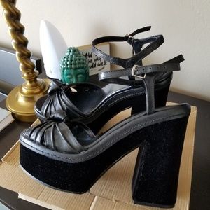 Zara leather/velvet detail platforms